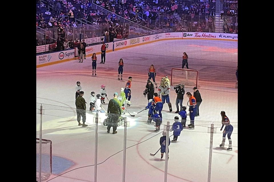 The Westlock U7-3 Warriors on the ice at Rogers Place.