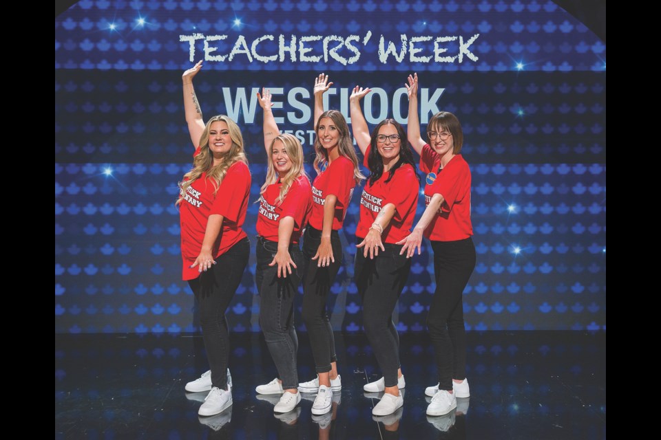 The Westlock Elementary School team of, L-R, Kass Roberts, Jensen Biberdorf, Jenna Thompson, Lena Evans and Bailey Johnston recently competed on Family Feud Canada, with the episode set to air on CBC TV Sept. 18.   