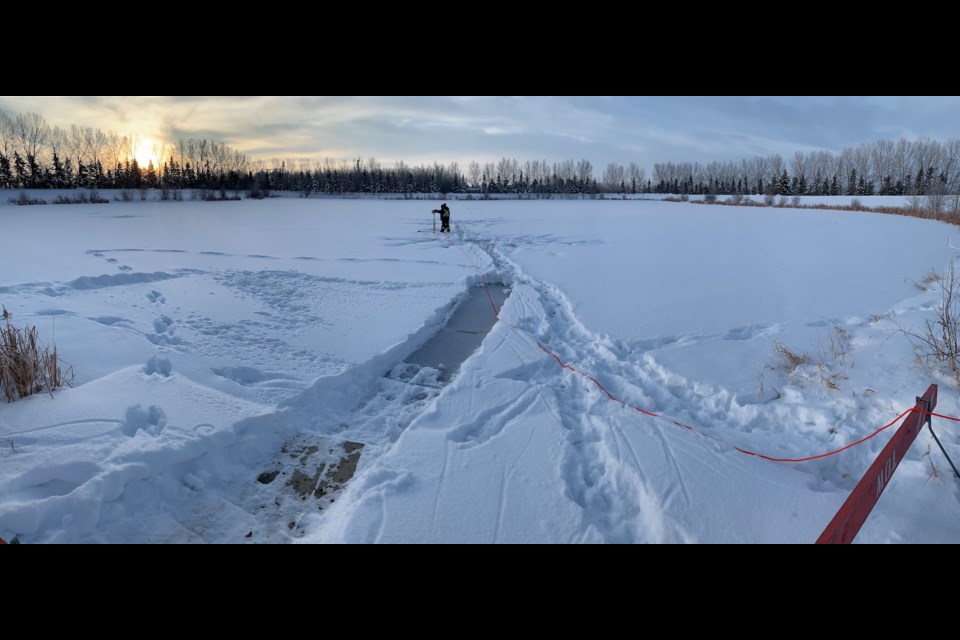 After years of talk and testing, Whissellville Pond in Westlock will soon be home to a pair of outdoor skating rinks. Although the official opening date is Family Day, Feb. 20, town officials expect the rinks to be open before then.