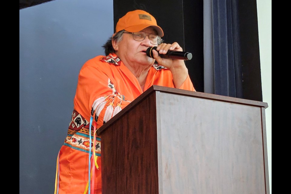 Residential school survivor Gordon Burnstick shared his story with more than 350 in attendance for the Town of Westlock’s second annual gathering with the Kipohtakaw (Alexander) First Nation Sept. 28 at the Westlock and District Community Hall.  