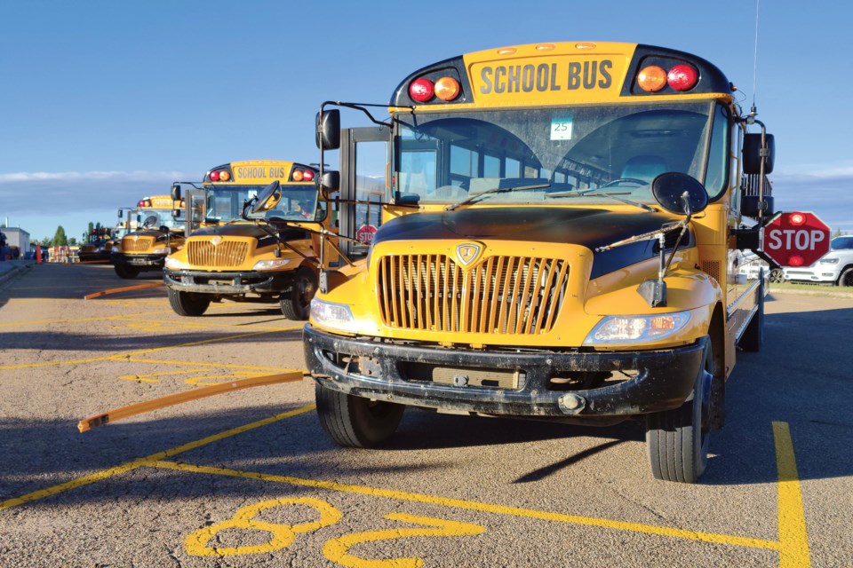 And just like that the summer was over with students across the Town and Country region heading back to school Monday, Aug. 29. The buses were gassed and ready to go and ready to deliver students to their learning destinations, including these ones at Whispering Hills Primary School in Athabasca, just after 8 a.m.