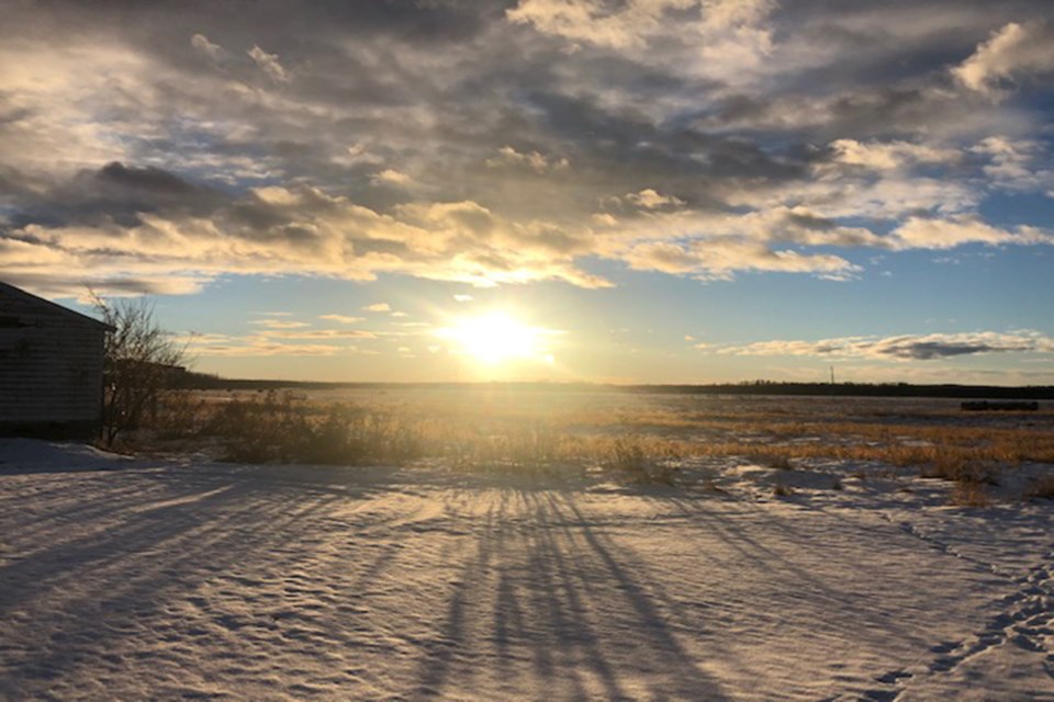 Winter Field sunrise PI