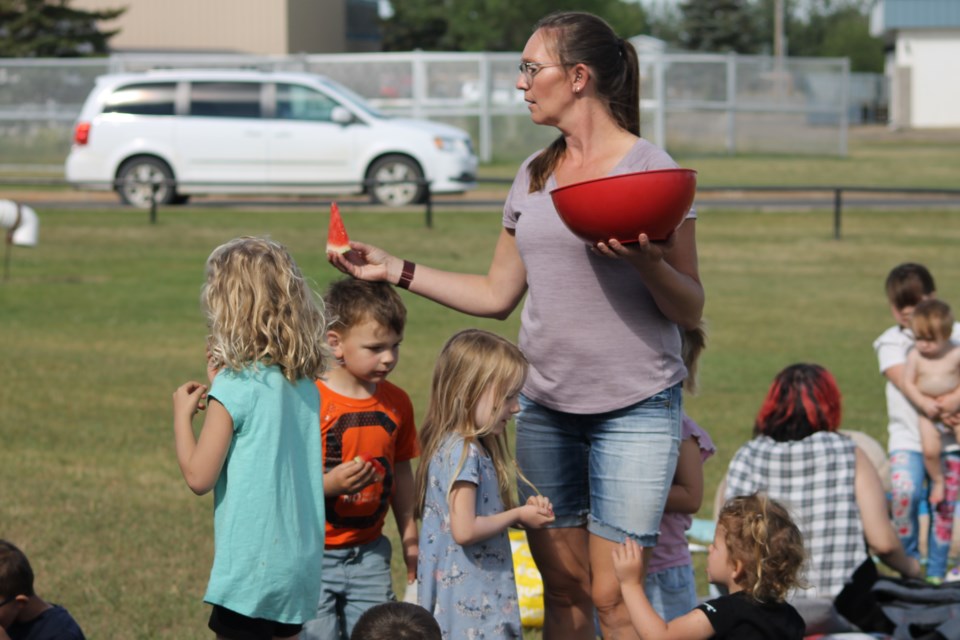 A Teddy Bear Picnic from the FCSS on July 24 at Westlock Elementary featured juice boxes, watermelon, and a surprise guest (It was a teddy bear). 