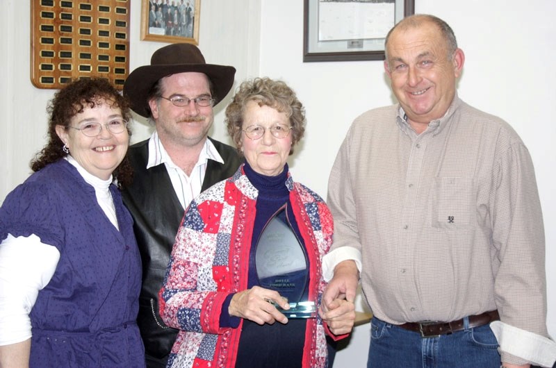 Representatives of the Boyle Food Bank (l-r) Leanna Pavnell, Steve Wilcox and Gwen Hal, display the Community Spirit Award presented to them by Boyle Mayor Don Radmanovich on 