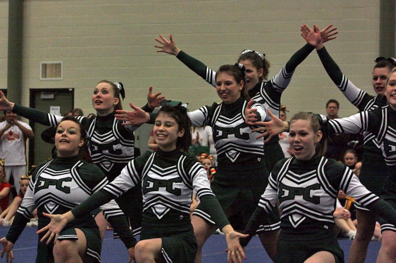 The EPC senior high cheer team performs at EPC Cheerfest at the Multiplex last month. Last weekend, the team was in Edmonton for senior high provincials, where they won