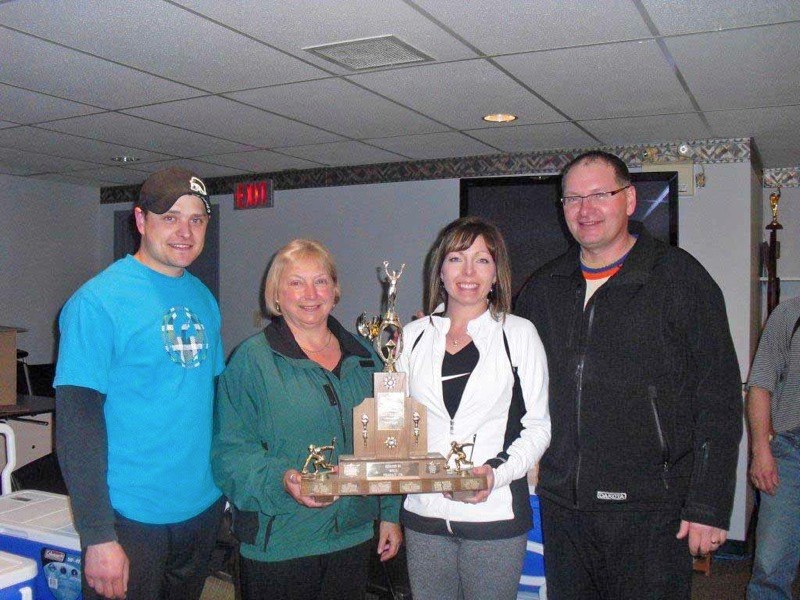 The curling season wrapped up in Boyle with the annual mixed bonspiel on the first weekend of April. &#8216;A&#8217; champions were (l-r) Darryl Holowaty, Audie Shapka, Candy 