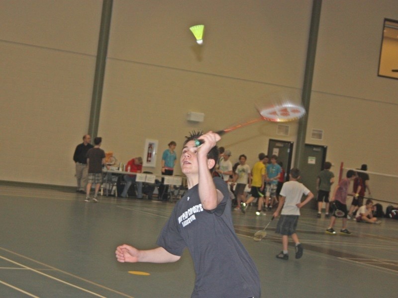 Edwin Parr Composite athlete Mitchell Lovelace competes in the junior badminton regionals at the Multiplex last week.