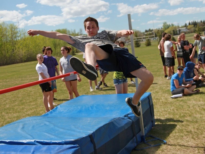 EPC held its annual junior high track and field meet last Wednesday. Jacob Hussynec tries to clear the high jump bar.