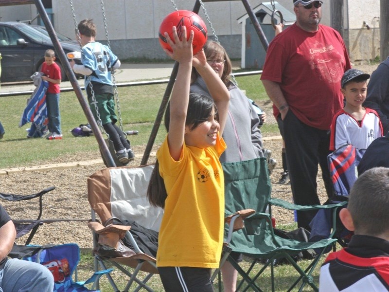 The annual Athabasca Soccer Tournament brought 52 teams to Whispering Hills Primary School last weekend. Jurnee Cardinal of the U8 Athabasca Golden Eagle All-Stars is all