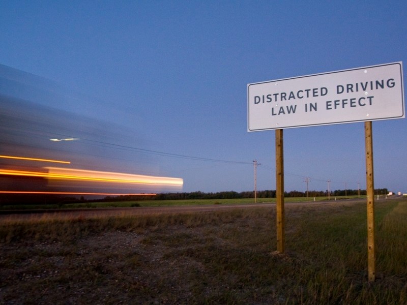 A new sign on Highway 55 heading out of Athabasca warns drivers about the distracted driving legislation which came into effect September 1. 2011.