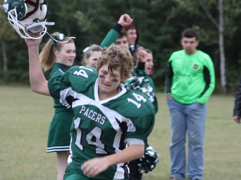 The Athabasca Pacers of Edwin Parr Composite played their first home game of the new football season last Friday. A fair sized crowd gathered in the wind and rain to watch