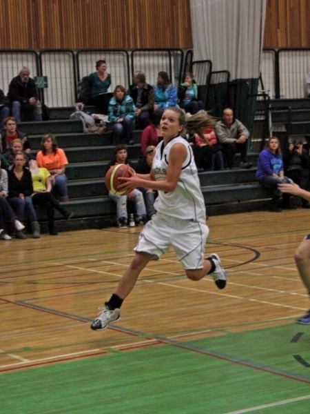 The EPC senior girls basketball team beat Barrhead at home last week. Jackie Elgert drives to the hoop.