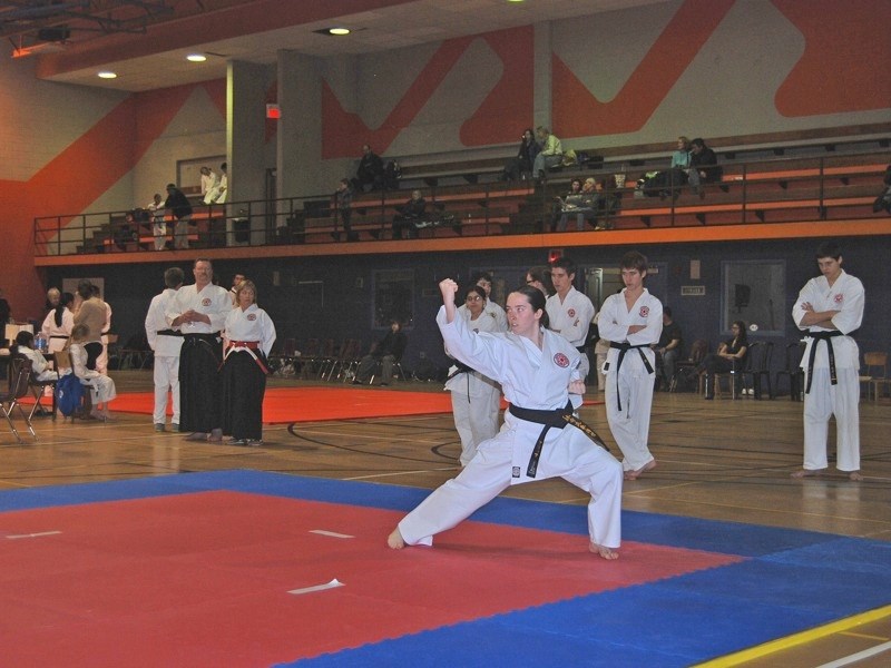 Local athletes traveled to Montreal for a karate tournament on Dec. 3. Alyssa Day performs her kata.