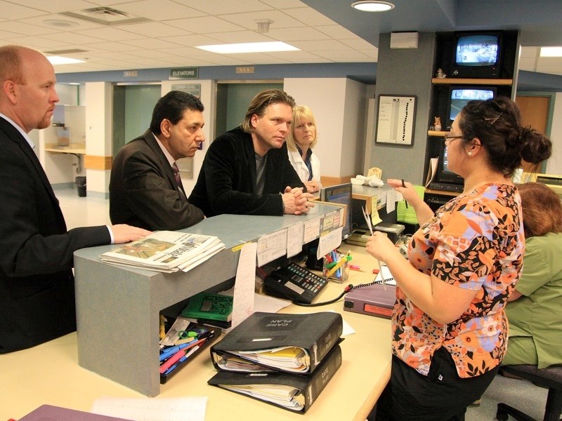 (l-r) Athabasca-Redwater MLA Jeff Johnson, Parliamentary Assistant to the Minister of Health and Wellness Naresh Bardwaj, Minister of Education Thomas Lukaszuk and Healthcare 