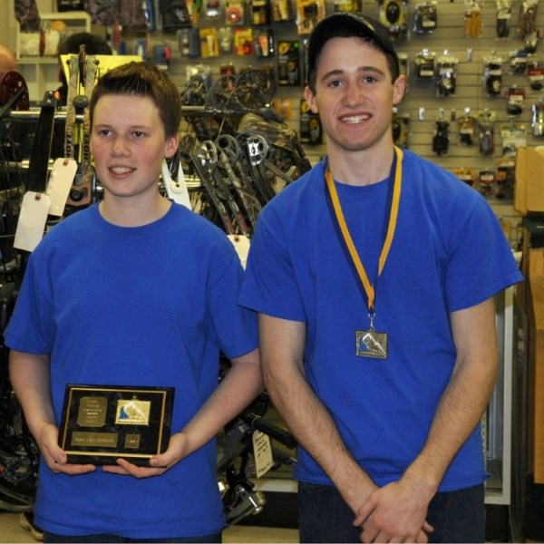 Athabasca was well represented at the Alberta Target Archers Association Indoor Provincial Shoot in Calgary March 24-25. Colton Gustafson (left) and Ryan LeMessurier won gold 