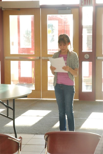Zoe Shapka, a graduate of the D.A.R.E. program at Boyle School, presented her essay to her peers when Grade 6 students graduated from the Drug Awareness Resistance Education
