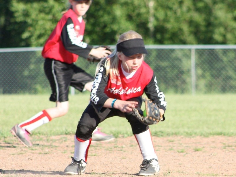 Laura Paterson fields the ball during game action.