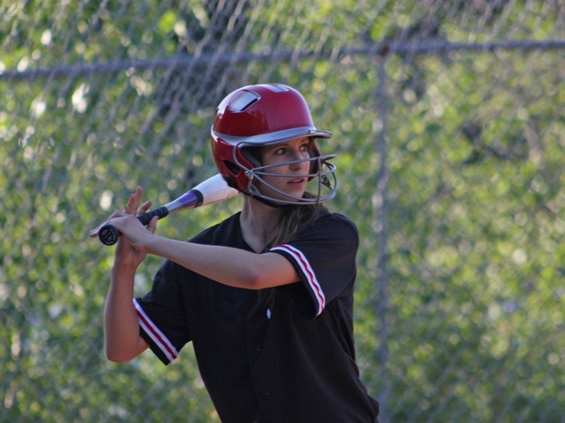 Athabasca&#8217;s Bantam Trappers girls team finished their 2012 season with a year-end tournament at Jewell Park last weekend. Mikaela Minkus stares down the pitcher at the