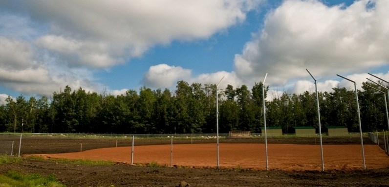 One of the ball diamonds being constructed as part of the Multiplex Sports Park Project.