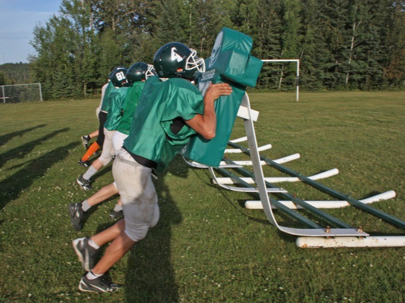 At last year&#8217;s Athabasca Pacers training camp, Michael Pieroway (4) and teammates worked hard to get ready for the season. This year&#8217;s camp begins this week.