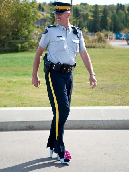 Local men strapped on high heels and hit the pavement for the Walk A Mile In Her Shoes event in support of Athabasca and Area Prevention of Relationship Abuse Action