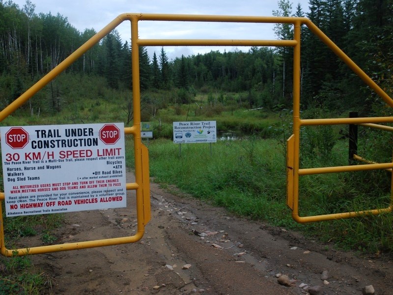 The Sawdy Trail entrance gate on the Peace River Trail is just one of the gates that ensures only authorized vehicles use the trails. But the Athabasca Recreational Trail