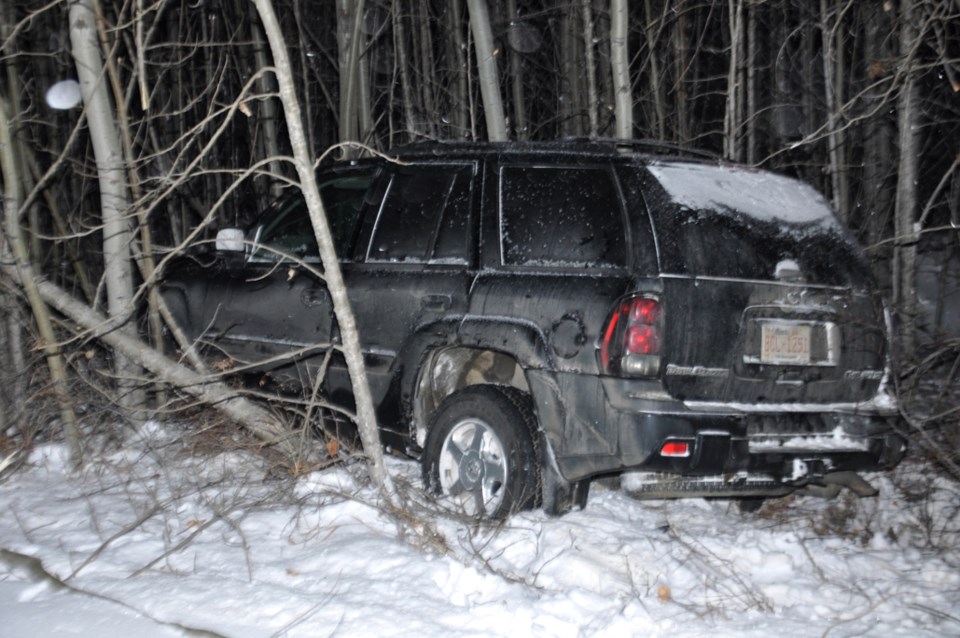 A black Chevy SUV lost control just past 6 p.m. Wednesday and crashed into the trees on the west side of Highway 2 just south of Athabasca.