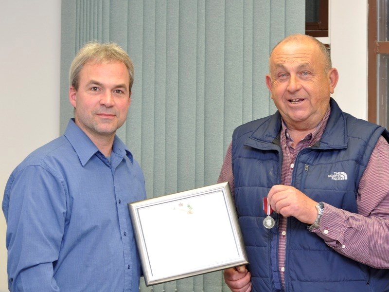 Deupty Mayor Mike Antal with Boyle Mayor Don Radmanovich, who received a Diamond Jubilee last week.