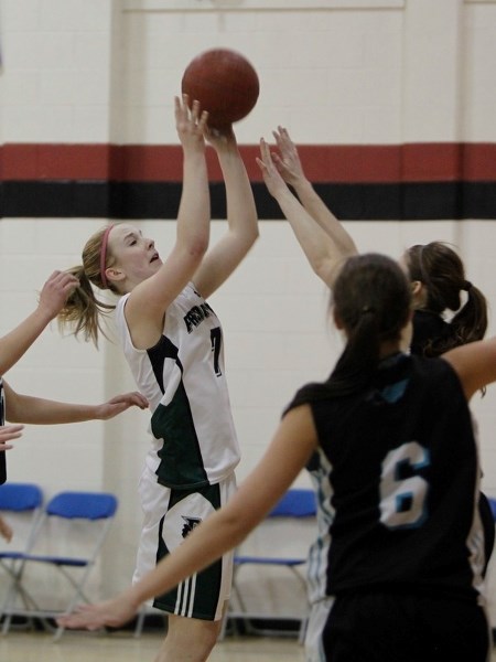 Brooke Padlewski of the EPC senior girls basketball team competes during provincials last weekend.