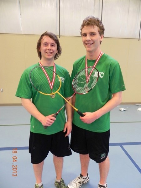 (left) Chris Krulicki (left) and Neil Topola have qualified as a team for the provincial badminton championships. (right) Shaelynn Beach won silver at the conference