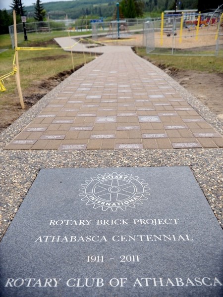 The Rotary Club of Athabasca has installed bricks for a centennial walkway.