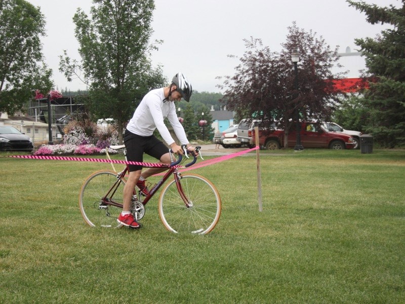 Athabasca&#8217;s Jonathan LeMessurier completed his Bike for Breast Cancer fundraiser — a 130-kilometre ride from Edmonton to Athabasca — in the company of Neil Pitman, a