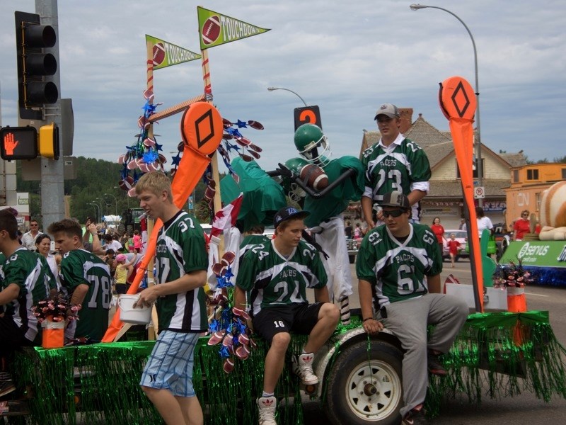 The EPC Pacers won best float at the Athabasca and District Chamber of Commerce Parade last month. (l –r) Michael Pieroway, Dennis Ewald, Kevin Sutton, Mitchell Snow, Bryan