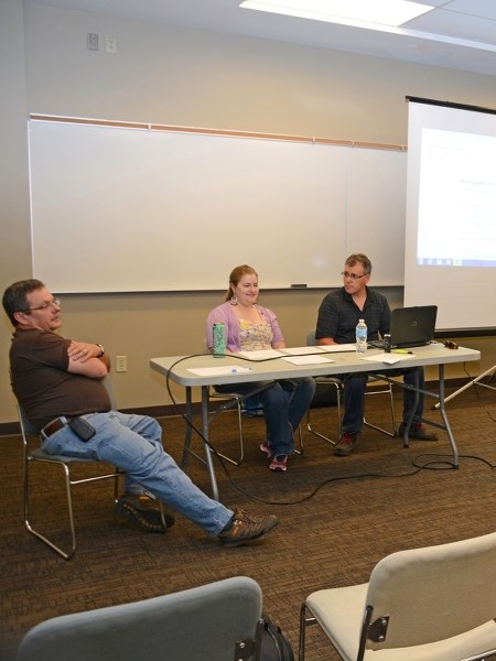 The Athabasca Ratepayers&#8217; Association discussed the Muskeg Creek local improvement paving project at its meeting last Thursday. (l-r) Director Axel Winter,