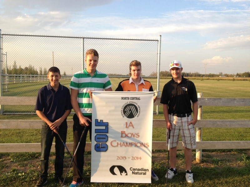 The Boyle School boys golf team took home the Zone 1A banner at the zone golf tournament in Westlock on Sept. 16. The four team members are (l-r) Jordan Sawka, Rylan Tkachuk, 