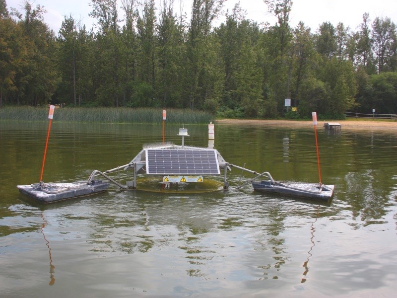 One of the Baptiste Lake summer village mayors, Dennis Irving, spearheaded the installation of a device to oscillate water and hopefully prevent blue-green algae blooms in