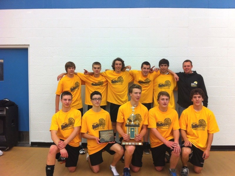 The EPC senior boys Predators volleyball dominated at the Sobeys Volleyball Classic in Edson Nov. 1 –2. (l-r) (back row) Kenton Peredery, Thomas Weber, Max Elgert, Codie