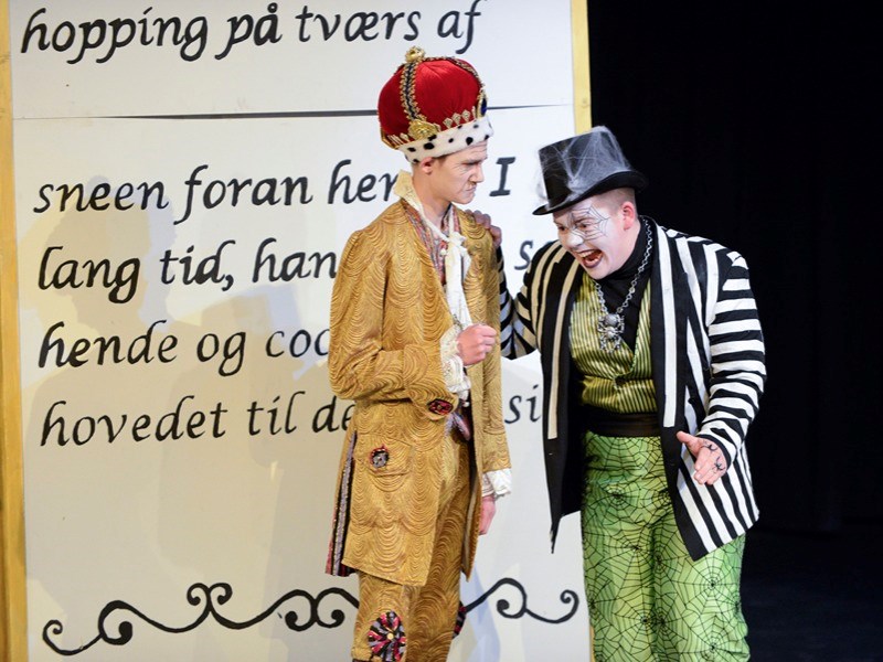 Lief Lauridsen as King Grin and Lee Morey as Cobweb Spider kept the audience in stitches during the Edwin Parr Composite For Sale Theatre performance of The Snow Queen last