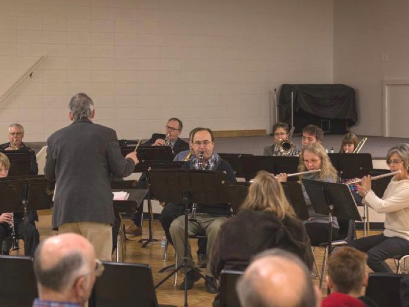 The Community Band, pictured at a performance in Boyle, will be performing for free Dec. 16. (front row, l-r) Rhys Haubrich, Graeme Peppink (from behind), Reg Silvester,
