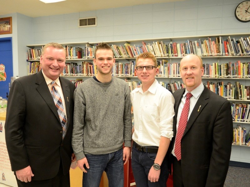 Then-Minister of Infrastructure Wayne Drysdale visited Edwin Parr Composite High School last Thursday. Although he changed posts the following day, becoming Minister of