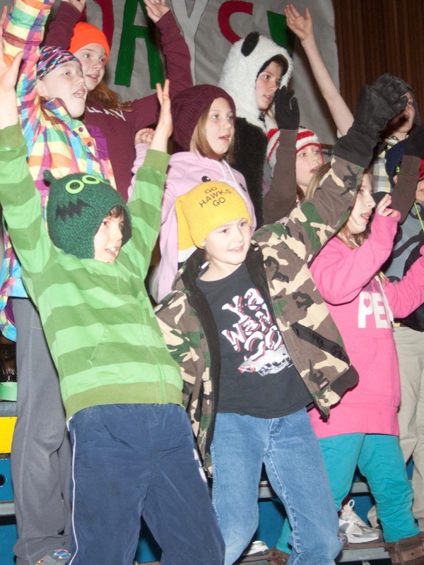 On Dec. 19, Landing Trail Intermediate School Grade 6D/6F students played avid snowboarders hoping to &#8220;Catch My Drift &#8221; during the school Christmas concert.