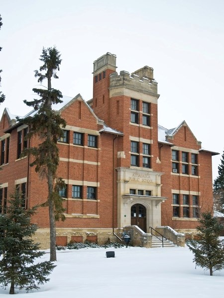The brick school, built in 1913, is officially vacant, save for the Athabasca Pottery Club occupying the basement.
