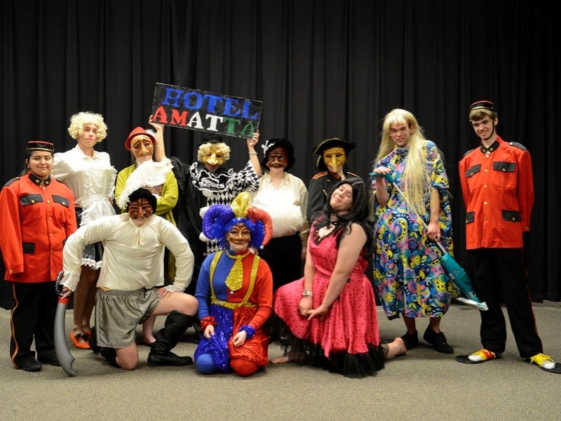 The cast of The Scarlet Heart: (back row, l-r) Caitlan Argueta, Jacob Hussynec, Kayla Breitkreutz, Megan Senyk, Morgan Lapierre, Katie Butson, Izaak MacMullin, Donovan Boyd,
