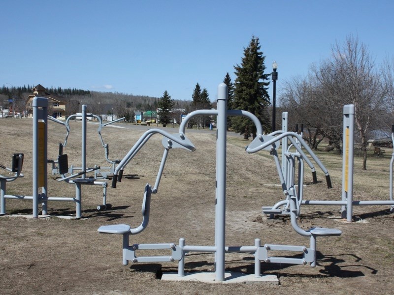 The Rotary Club of Athabasca will be installing rubbing matting beneath the exercise equipment at the riverfront.