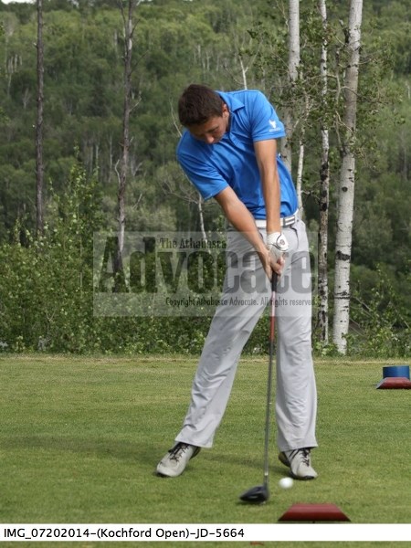 Athabasca&#8217;s Coulton Sheets tees off on this ball from the tee box on #14