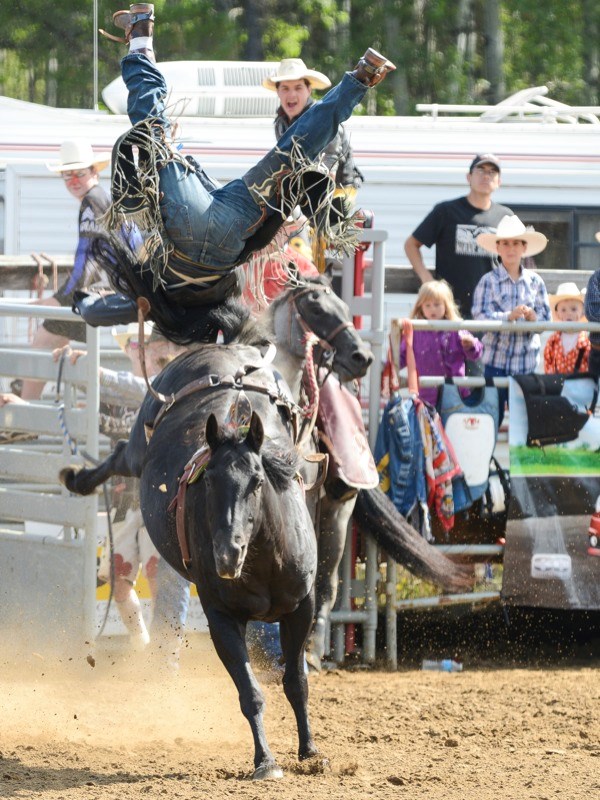 The 35th Annual Smith-Hondo Fall Fair and Rodeo took place this past weekend, which was also the centennial for the town. Aaron Letourneau is seen here being bucked off this