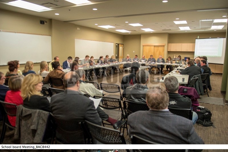 Members of the public listen intently during the special meeting of the Aspen View Public School board last Tuesday night at the Multiplex with the councils from Athabasca