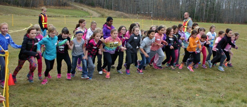 This group of girls were just a few of the students from a variety of Aspen View Public Schools&#8217; that were taking part last Friday in the annual regional cross country