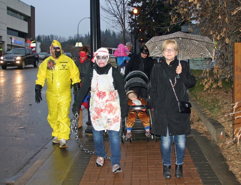 Athabasca saw their first annual Zombie and Superhero Walk Halloween evening, held by the Athabasca Hometown Printing Company. The entry fee was $2 for each participant. The