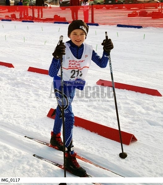 Brodie Gerritse finishing up his PeeWee Boys race on Dec. 20.